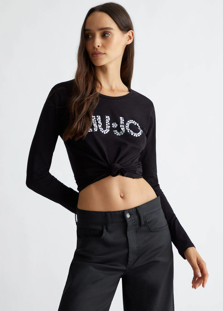 T-shirt with logo and gemstones