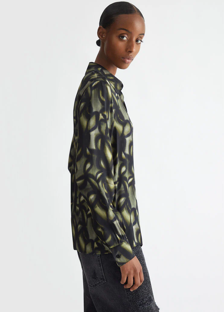 Printed satin shirt