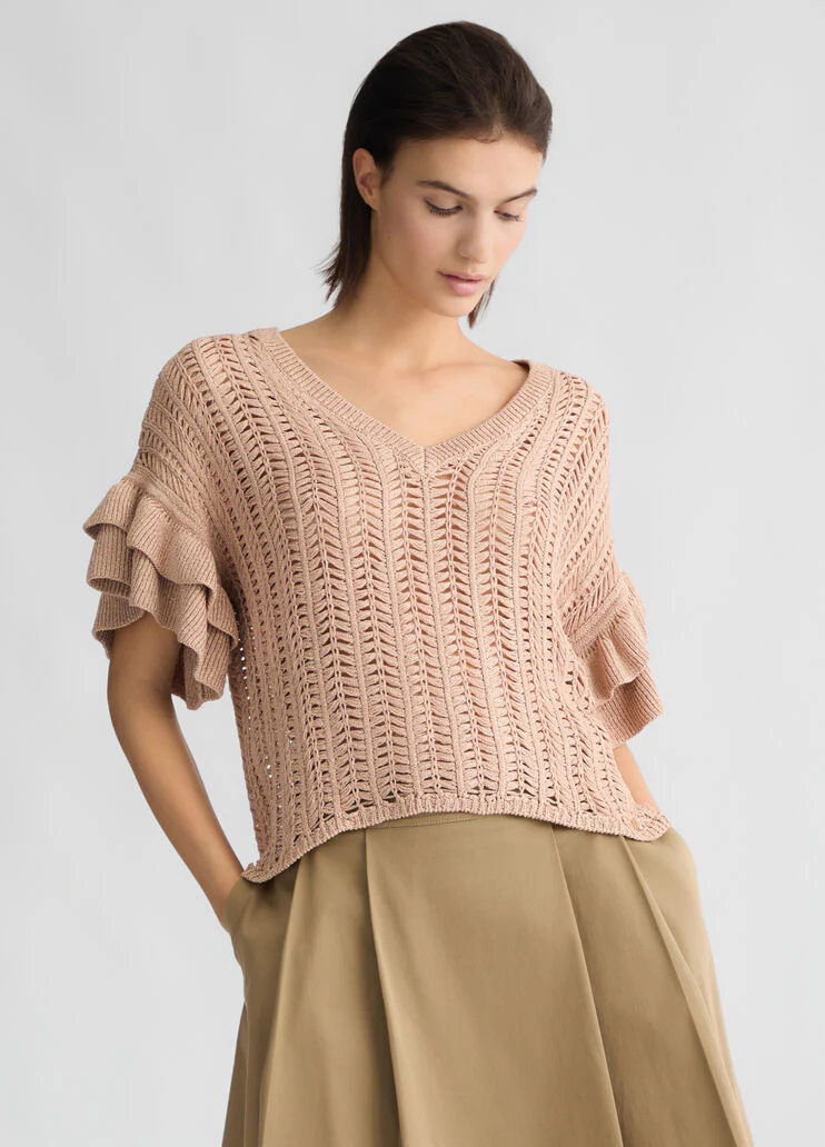 Sand-colour knit top