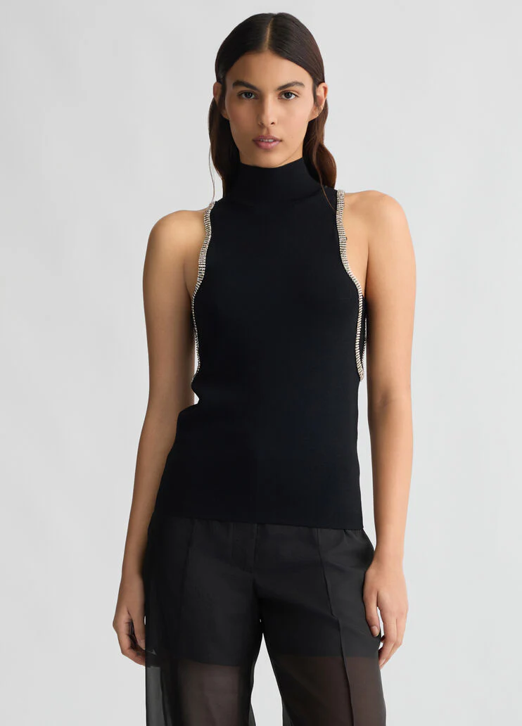 Knit top with rhinestones