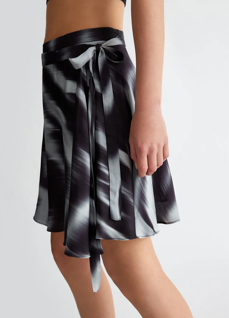 Printed satin miniskirt