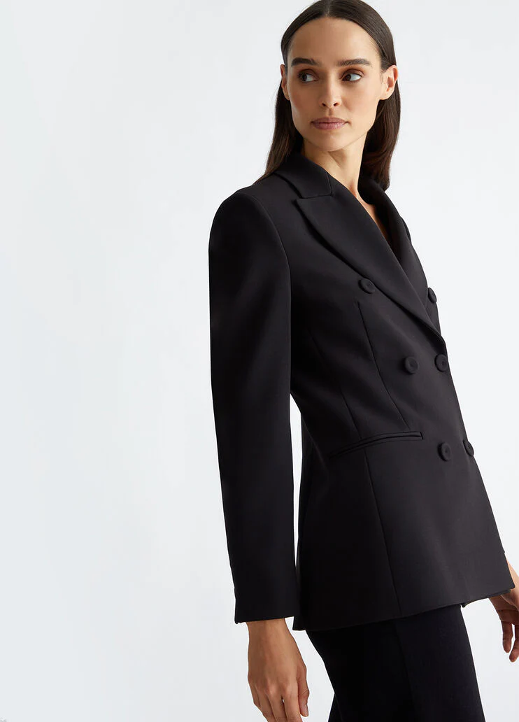 Double-breasted stretch blazer
