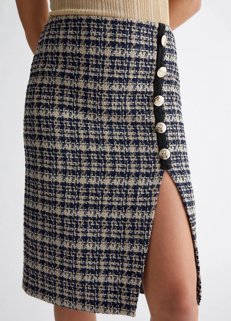 Chequered bouclé skirt