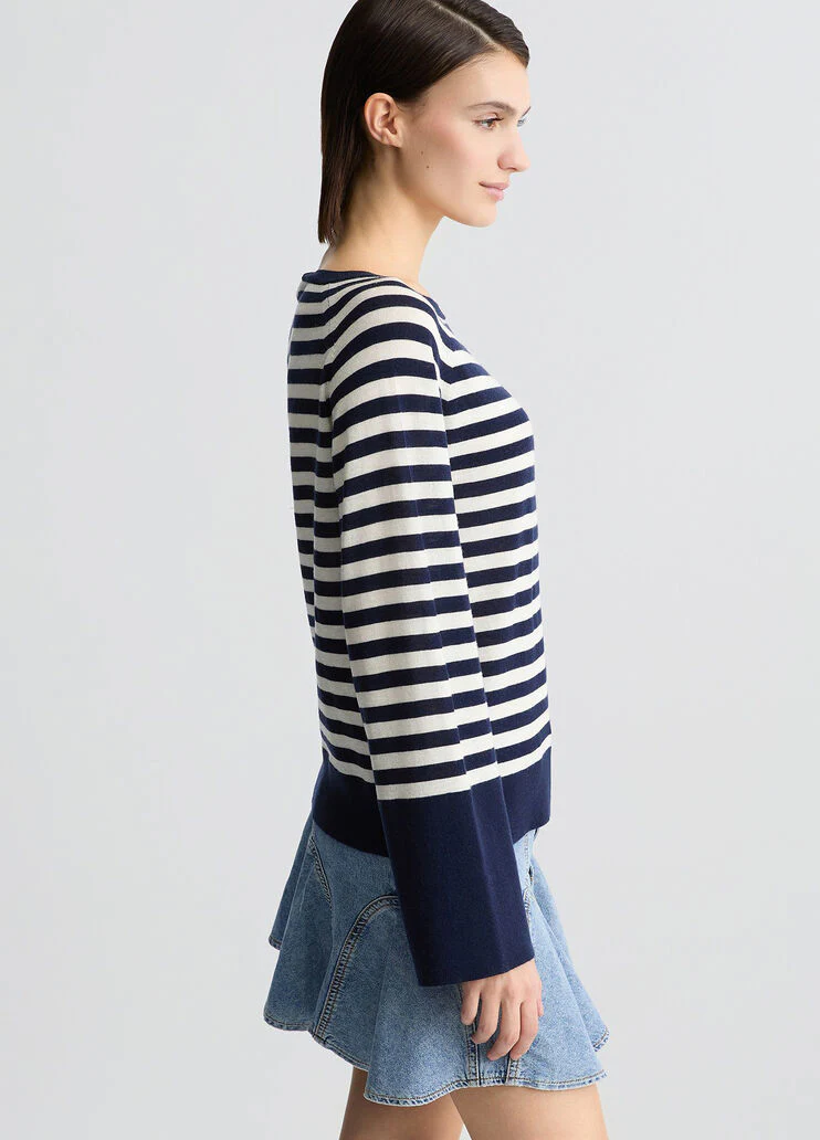 Lagoon blue/white wool and cashmere jumper