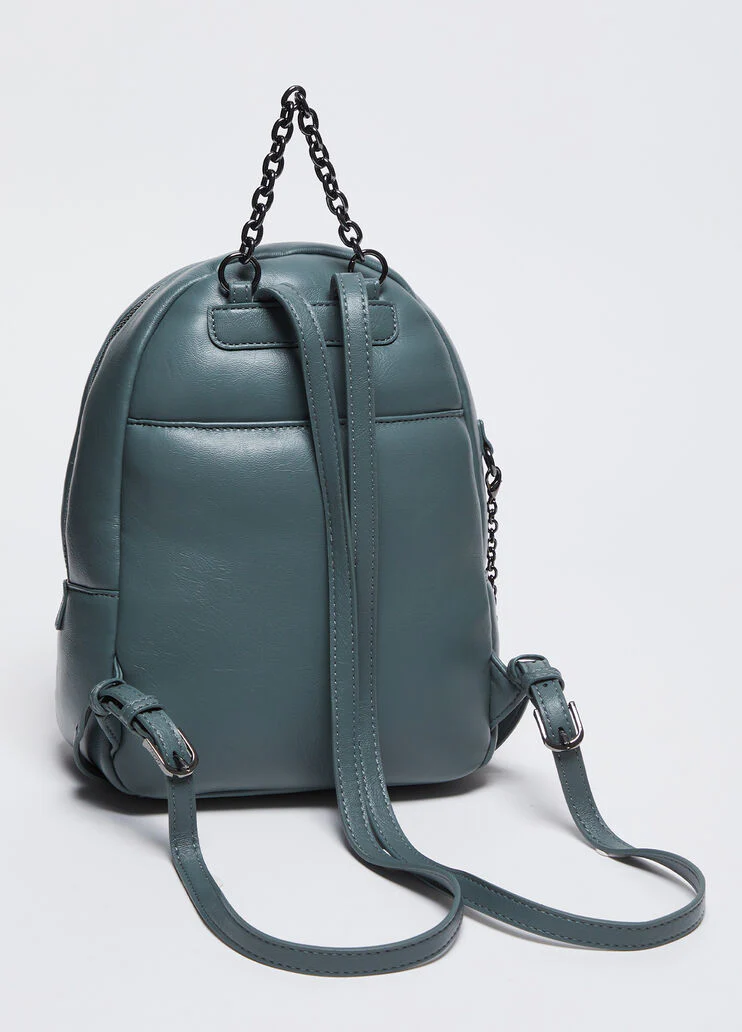 Glossy backpack with rhinestones