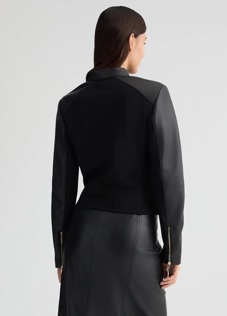 Black leather biker jacket