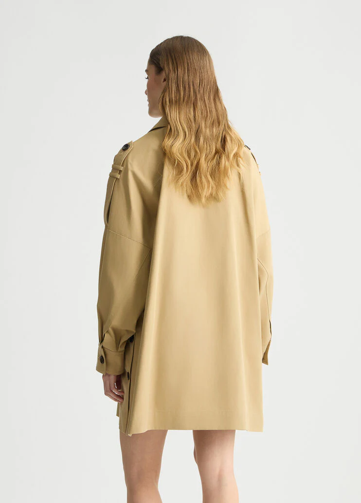 Beige gabardine trench coat