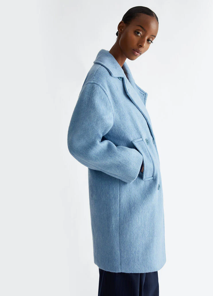 Double-breasted wool-blend coat