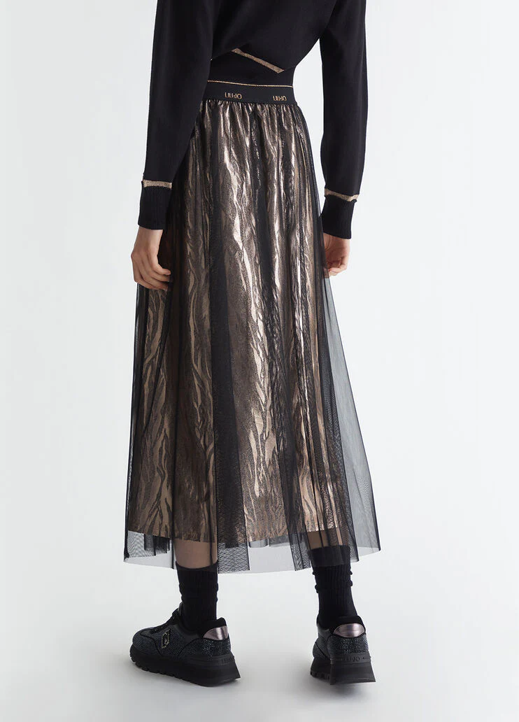 Animal-print jersey skirt