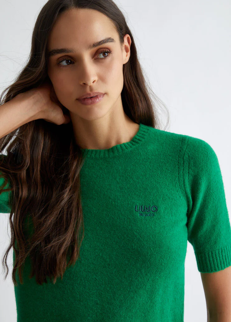 Wool-blend T-shirt with logo