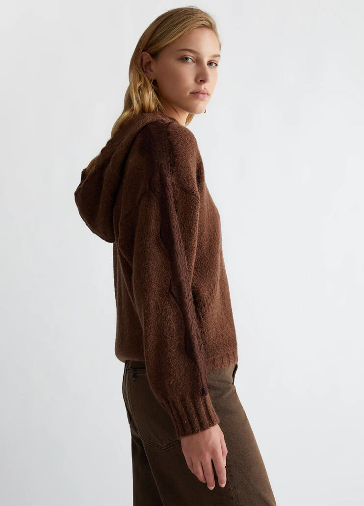 Wool-blend sweater with hood