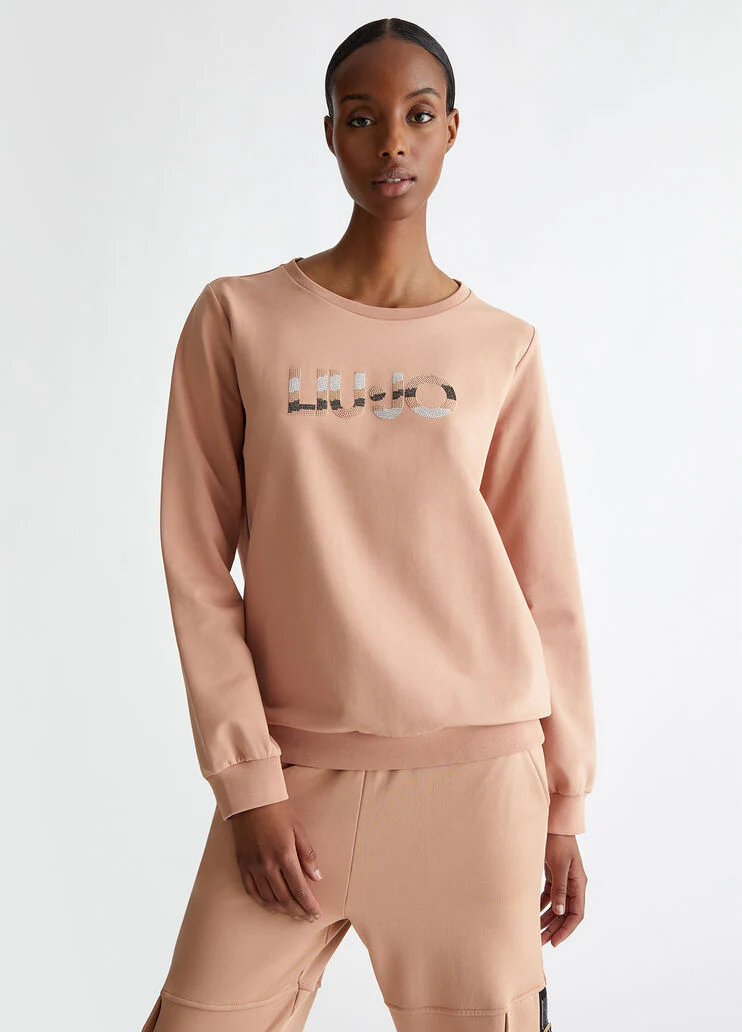 Sweatshirt with logo and gemstones