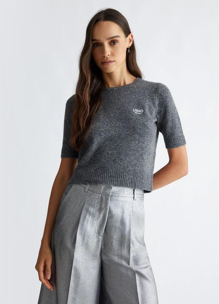 Wool-blend T-shirt with logo