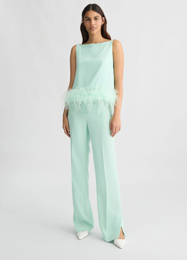 Mint green trousers with slit