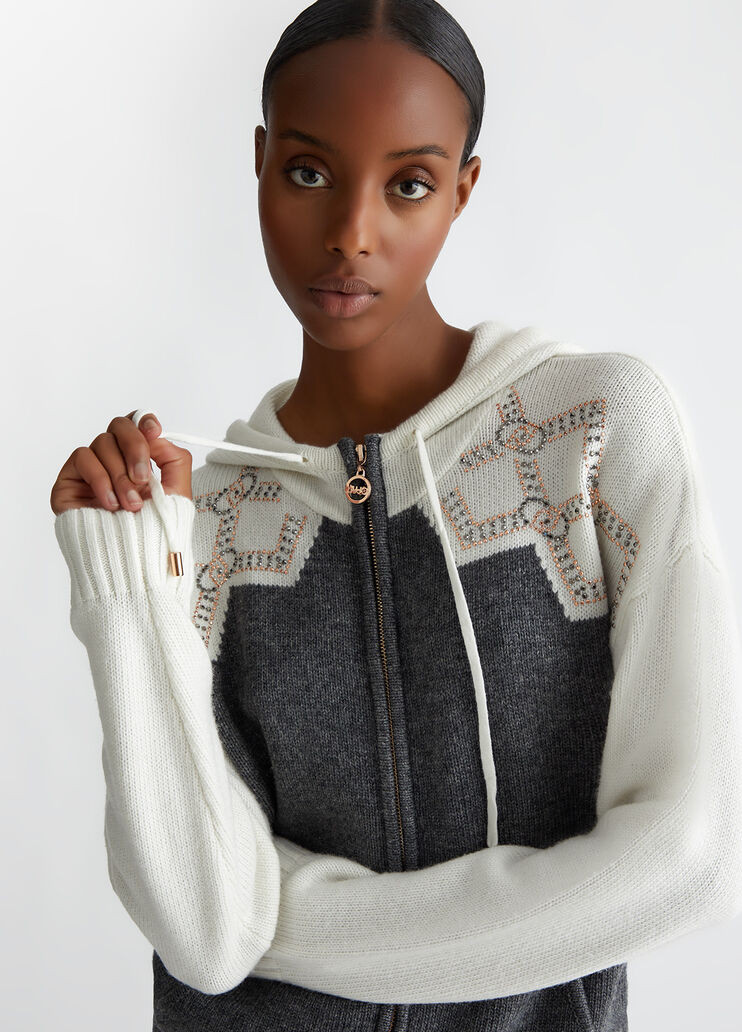 Wool-blend sweater with hood