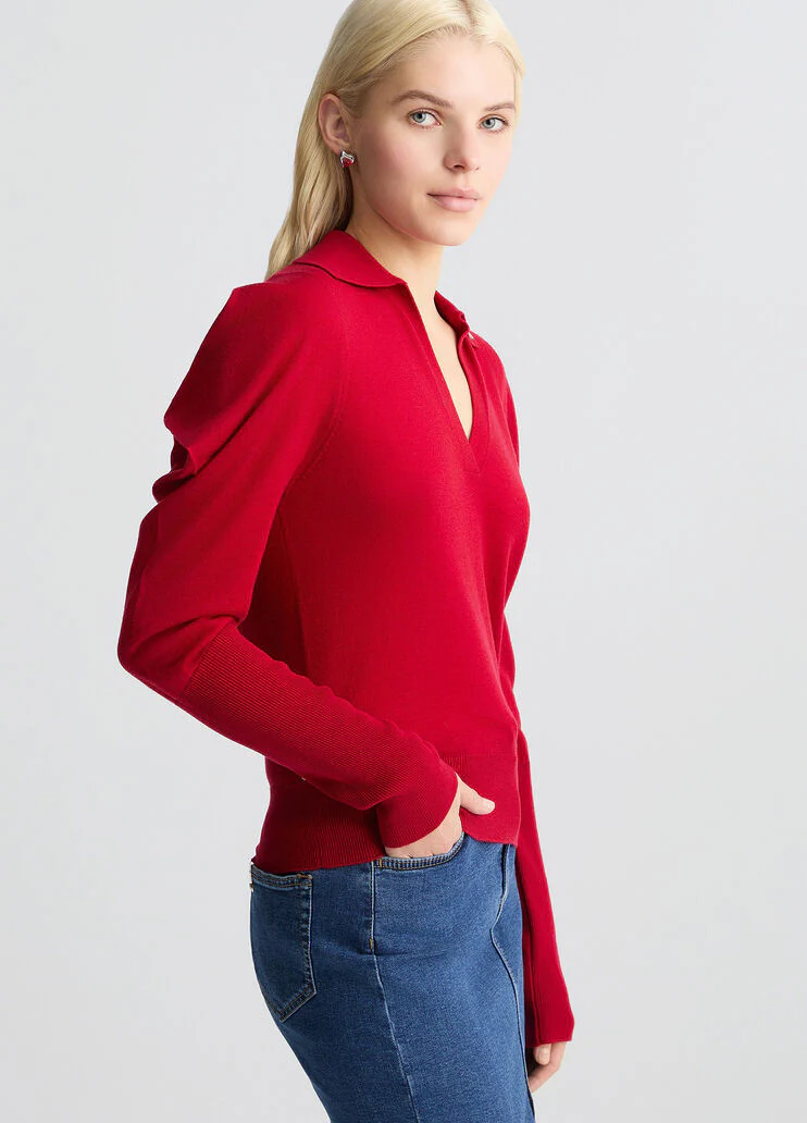 Red wool and cashmere jumper