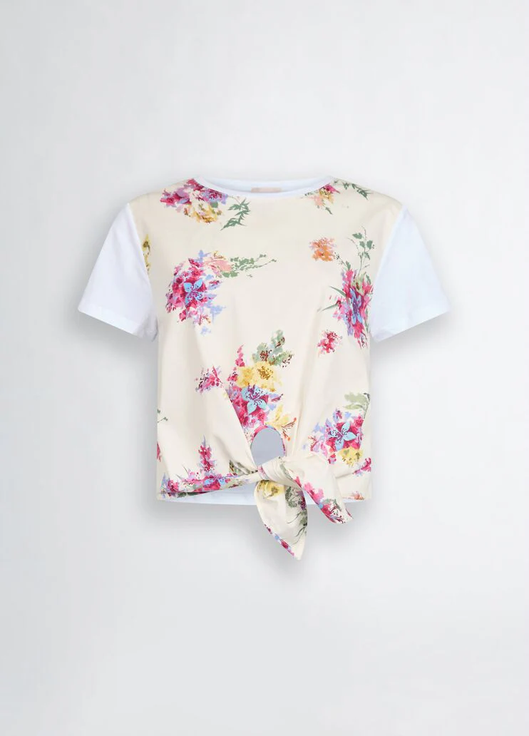 T-shirt with print and knot detail