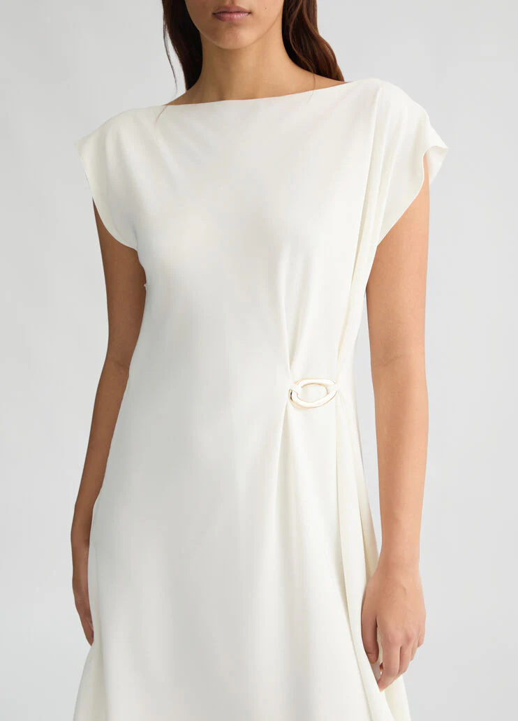 Short white dress with draping