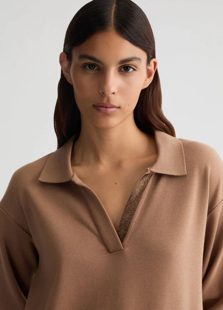 Brown sweatshirt with rhinestones