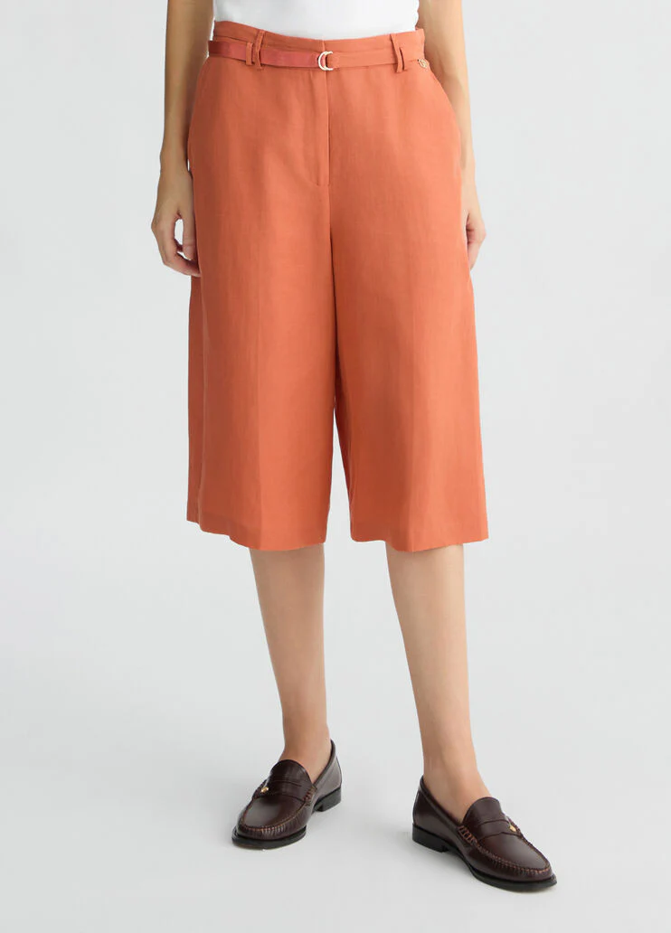 Linen blend Bermuda shorts