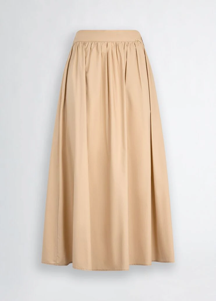 Poplin midi skirt