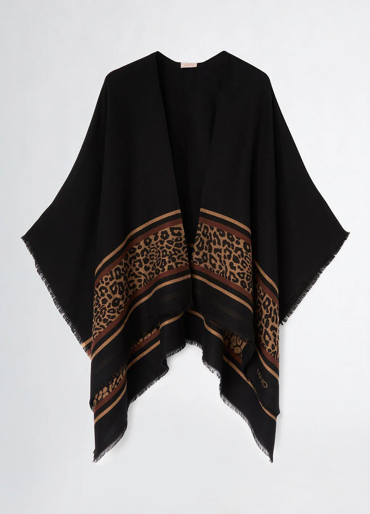 Animal-print poncho