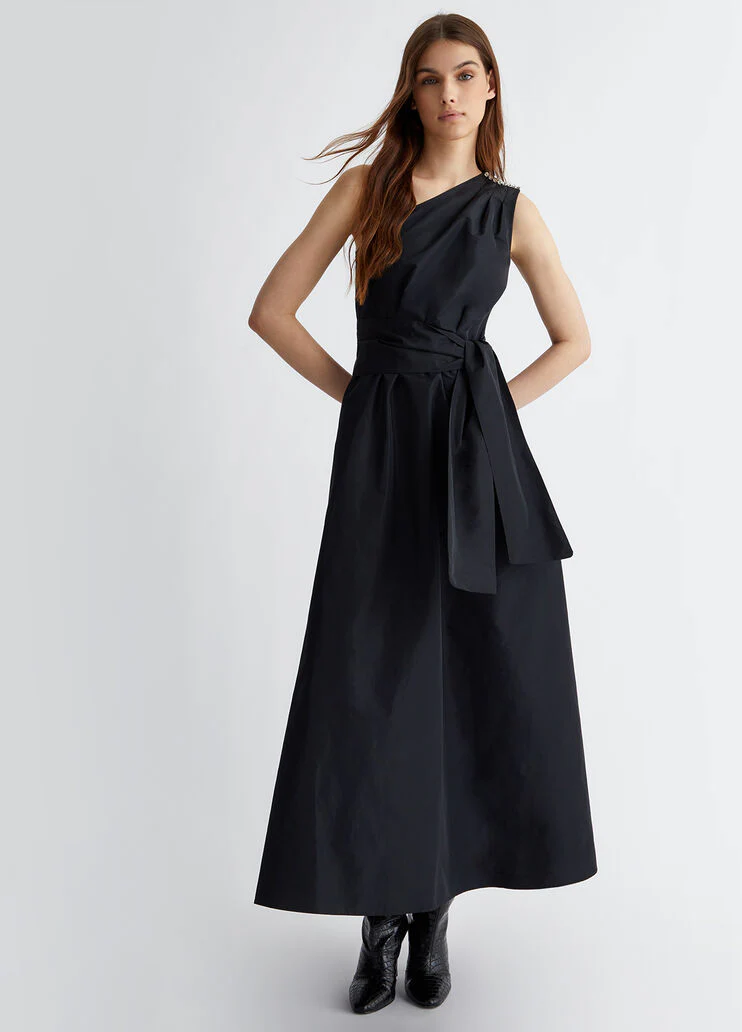 One shoulder dress in taffeta