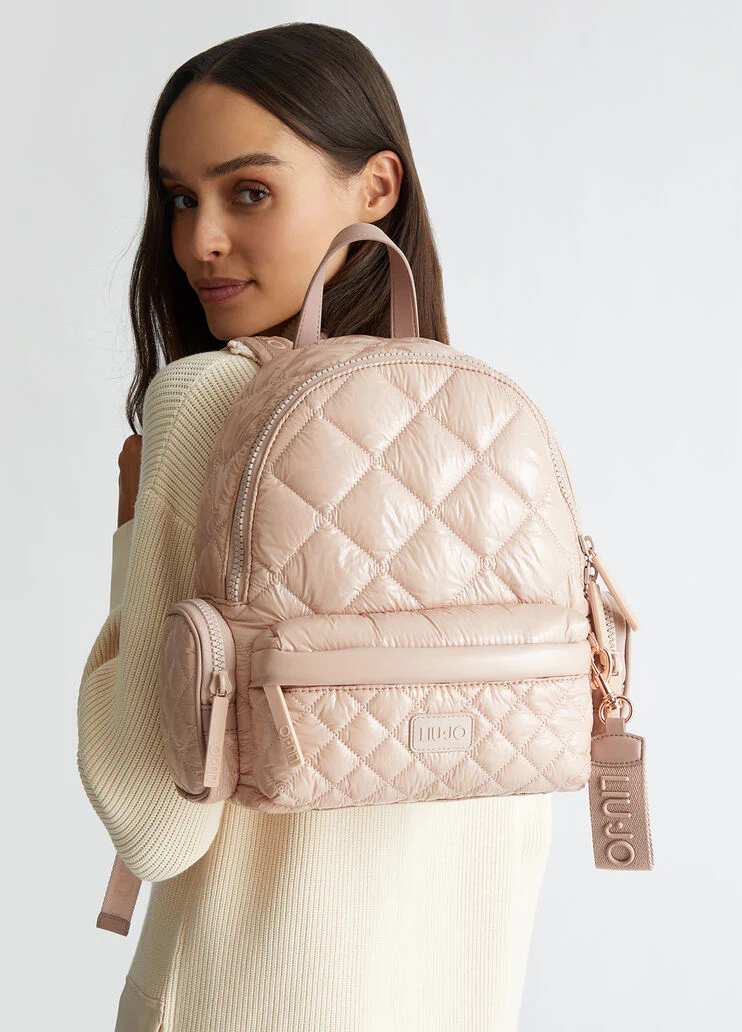 Quilted nylon backpack