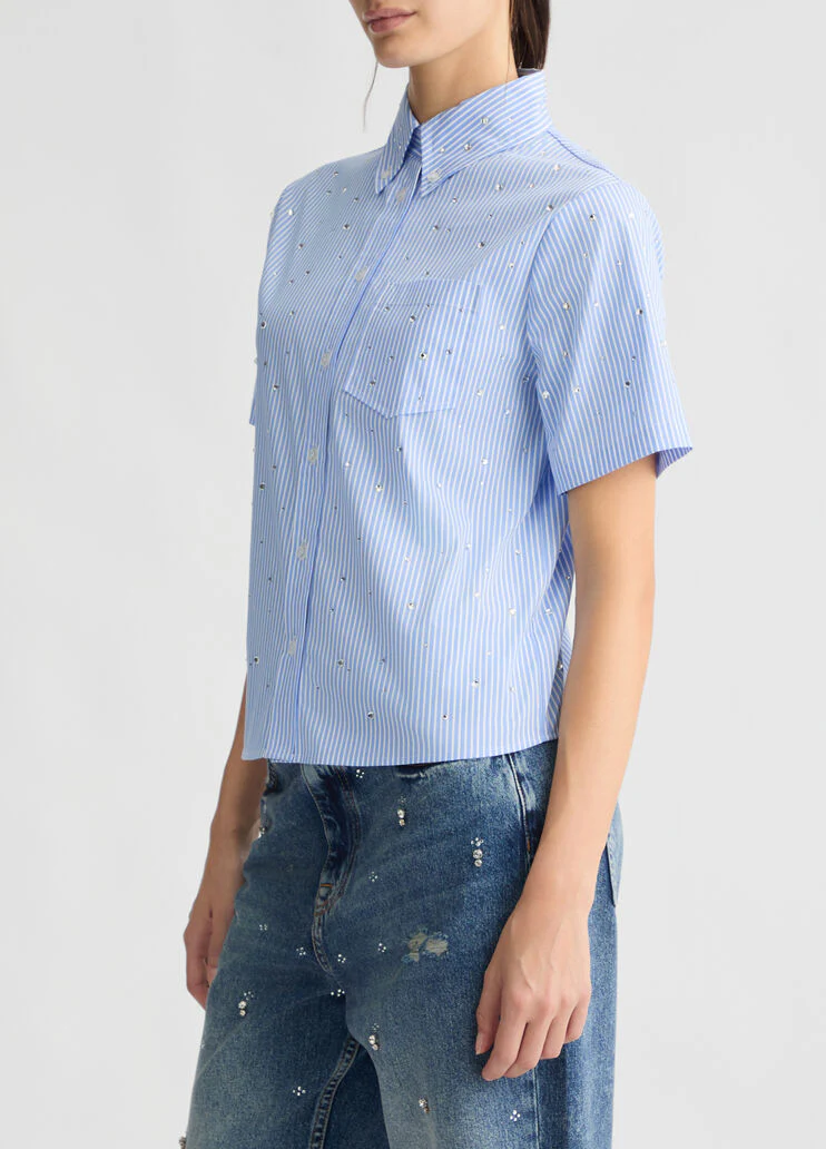 Striped light blue boxy shirt