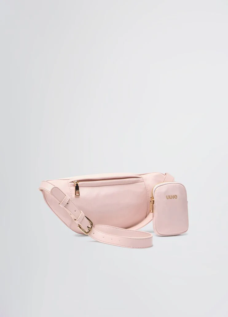 Nylon pouch bag with charm