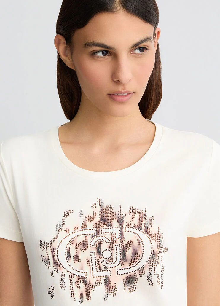 T-shirt with logo and gemstones