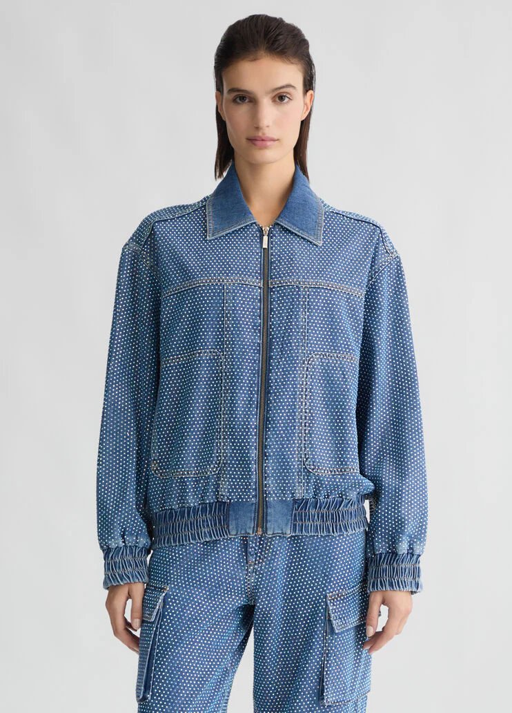 Denim jacket with rhinestones