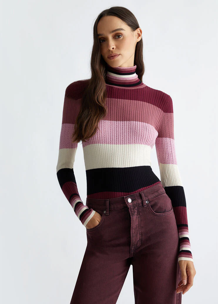 Striped turtleneck
