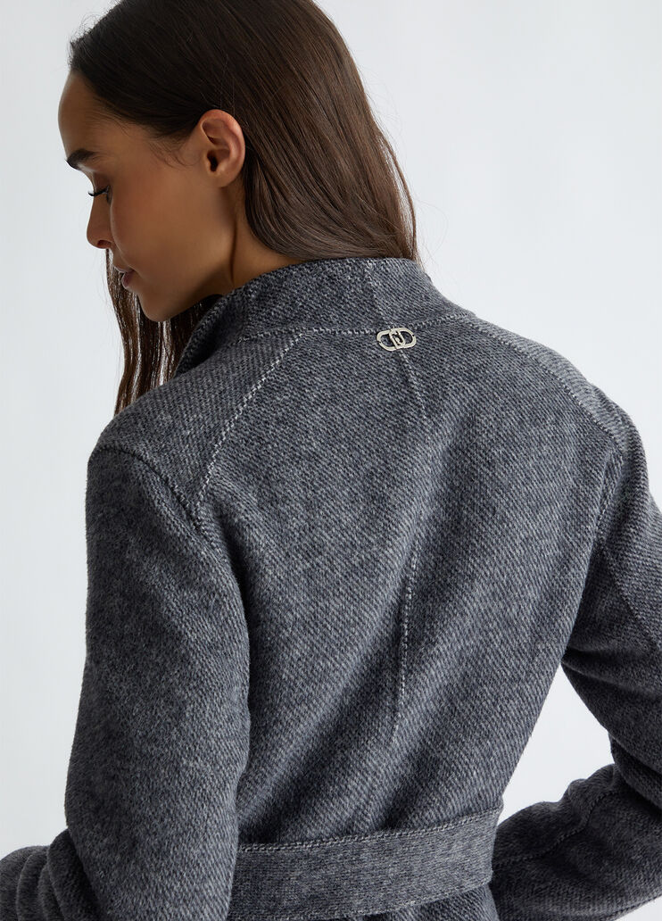 Double-breasted wool-blend coat