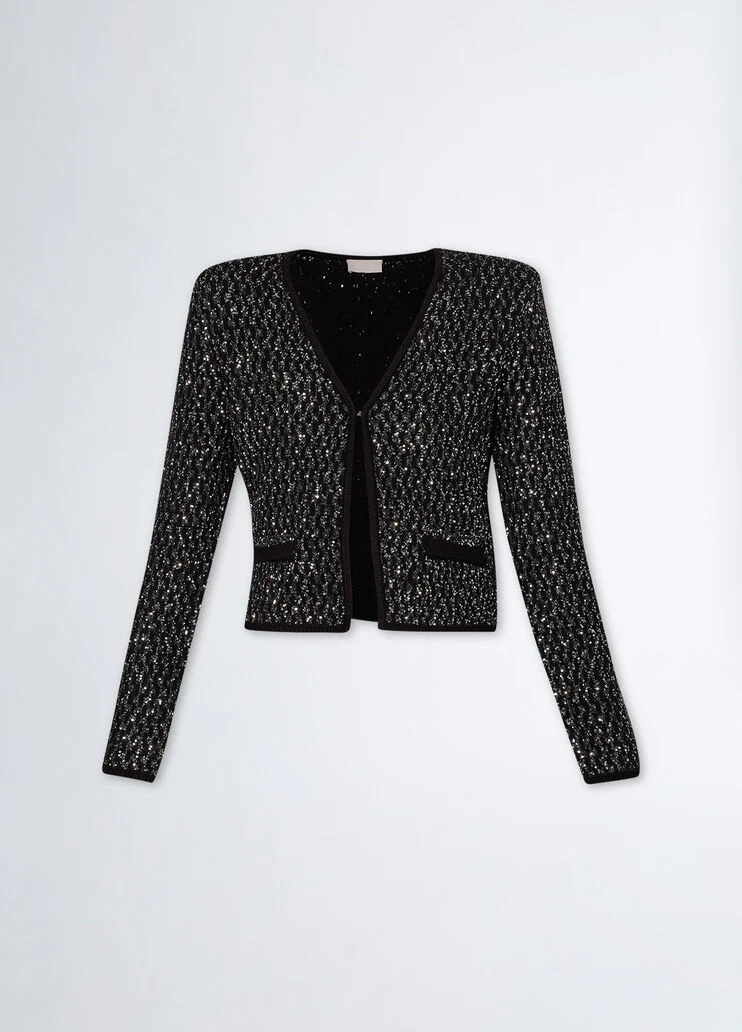 Knit jacket with sequins