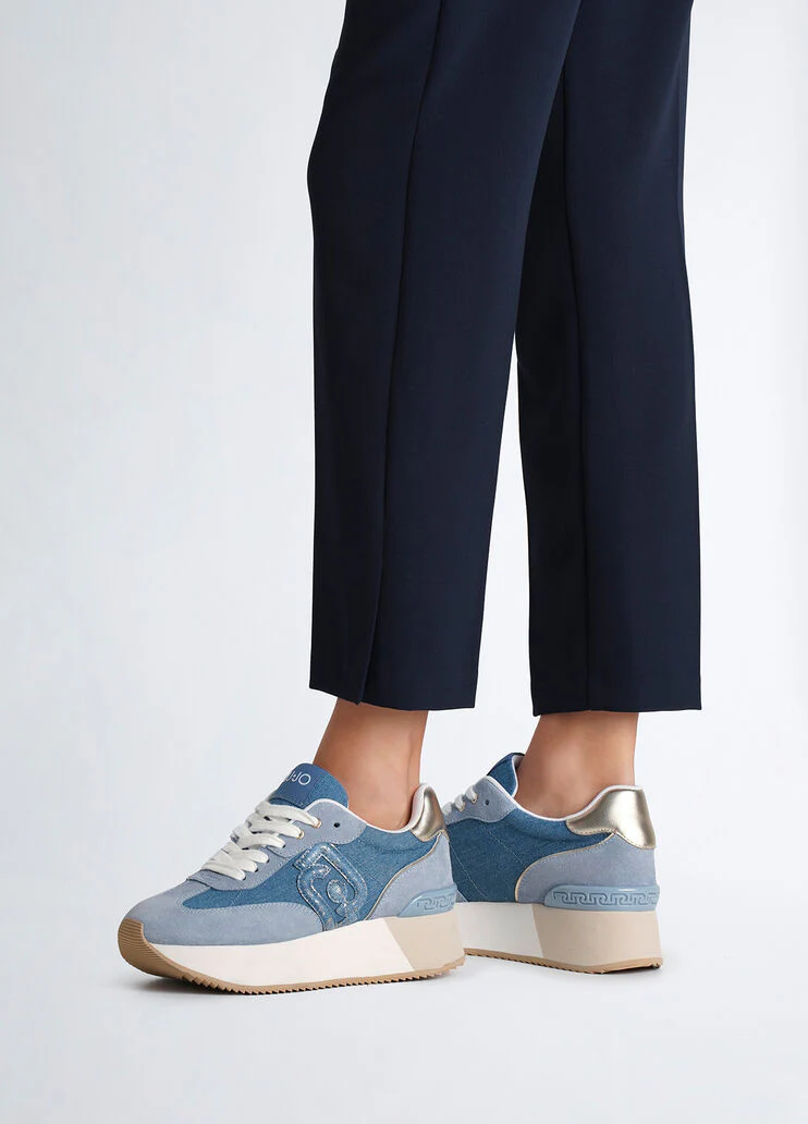 Denim platform sneakers
