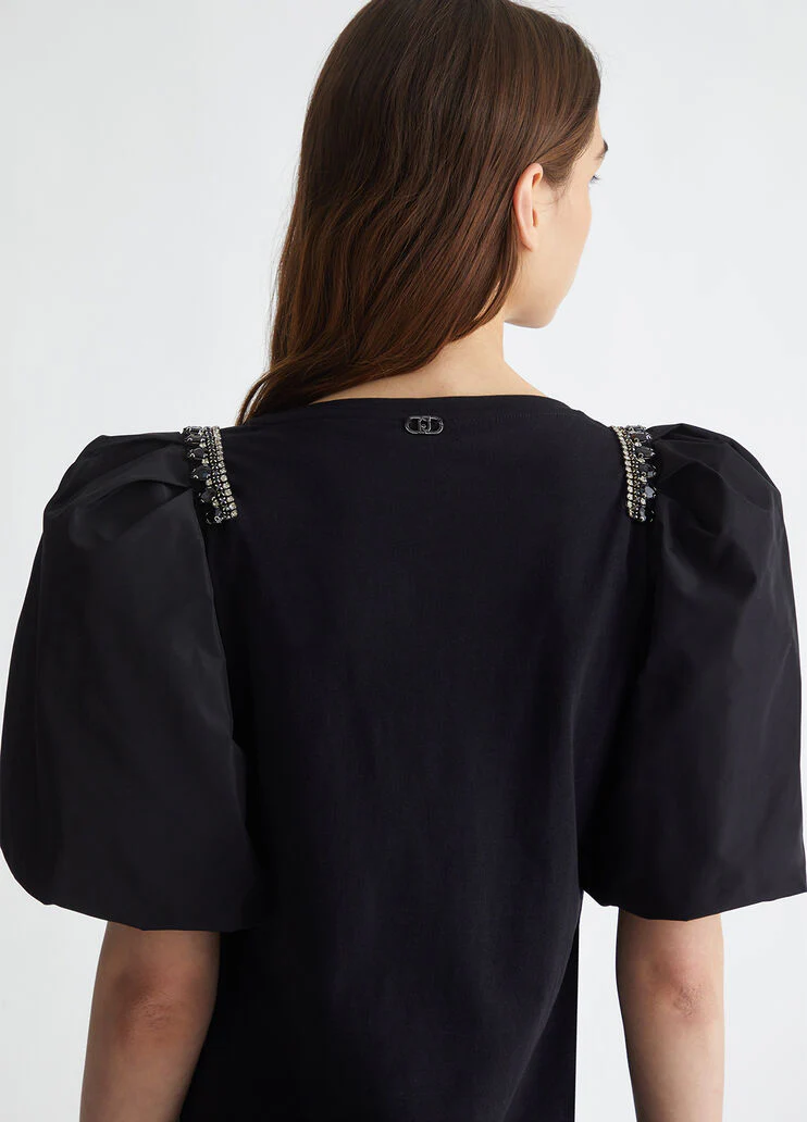 Jersey T-shirt with gemstones