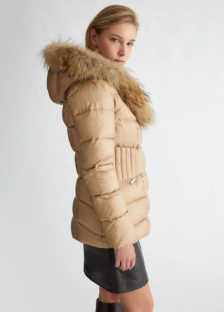Down jacket with fur detail