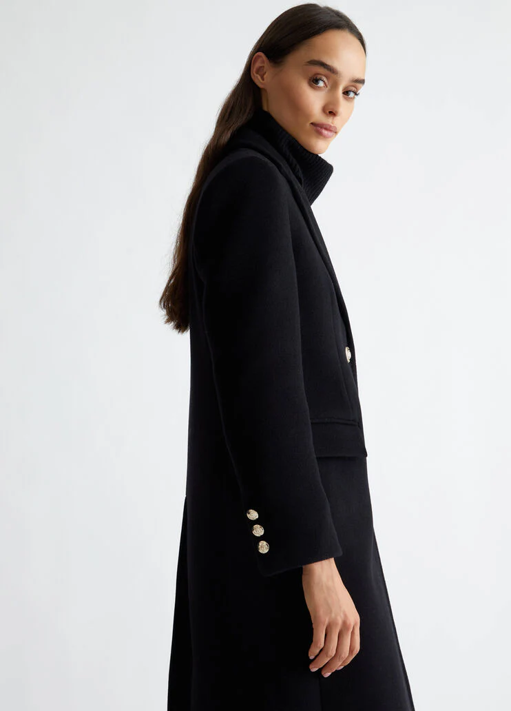 Slim-fit wool-blend coat