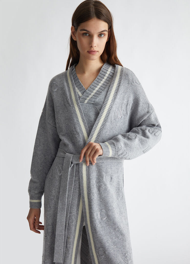 Long cardigan with belt