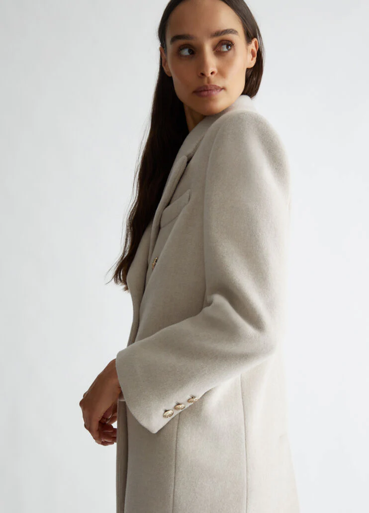 Double-breasted wool-blend coat