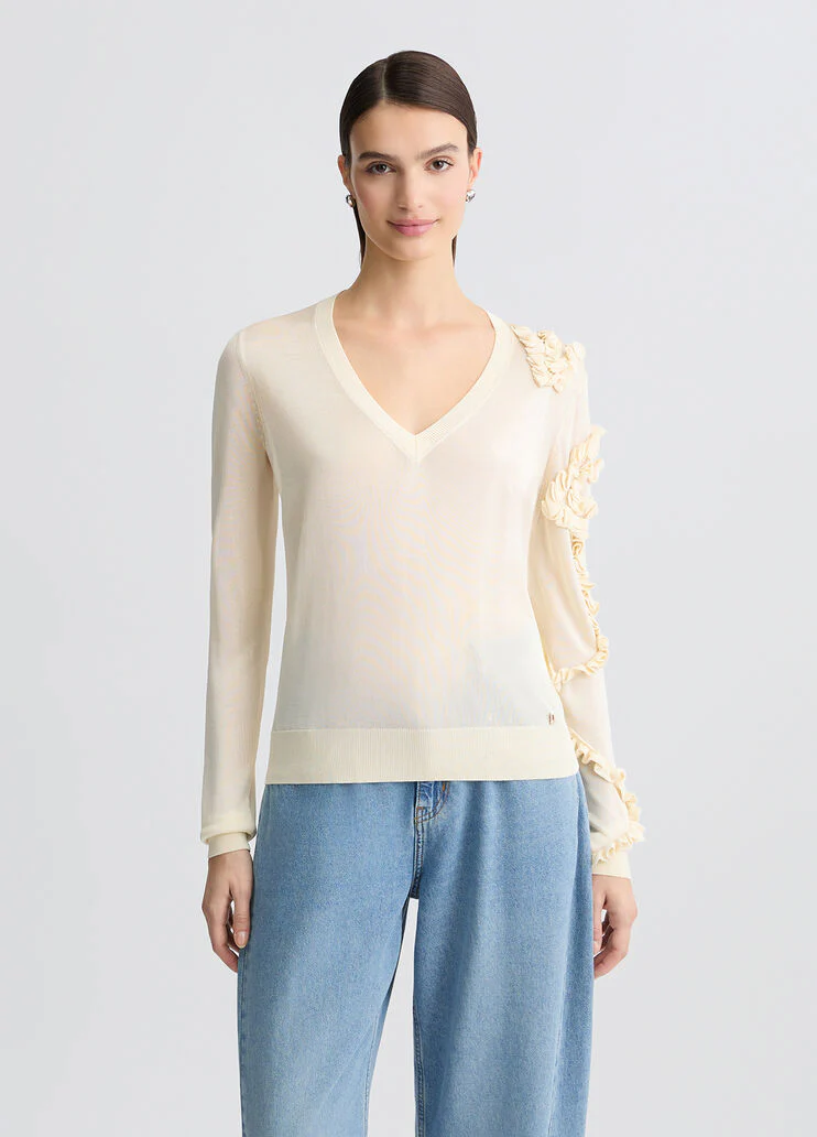 Beige jumper with ruching
