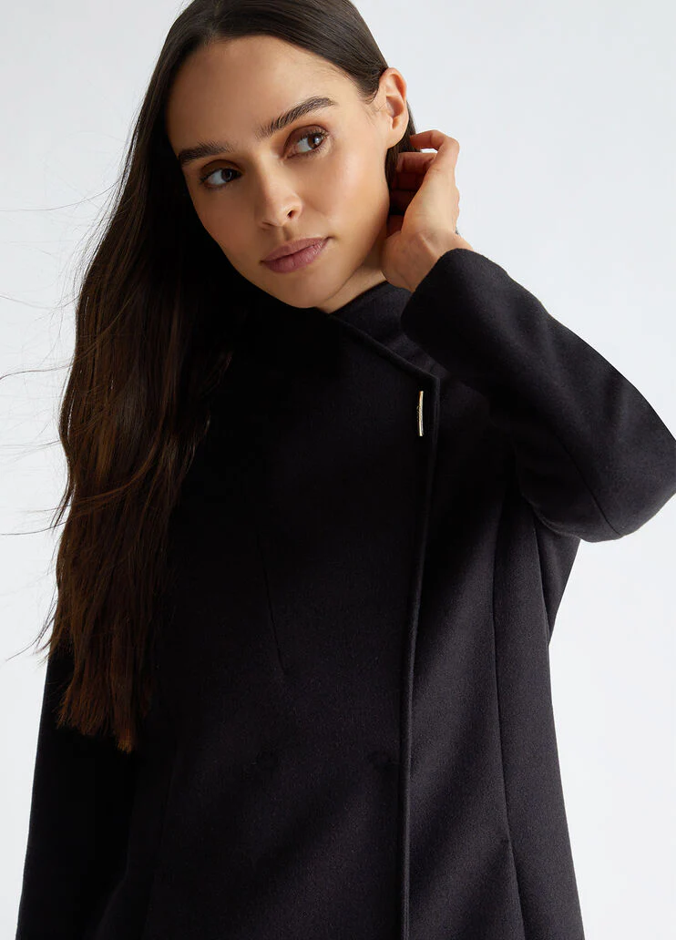 Double-breasted wool-blend coat