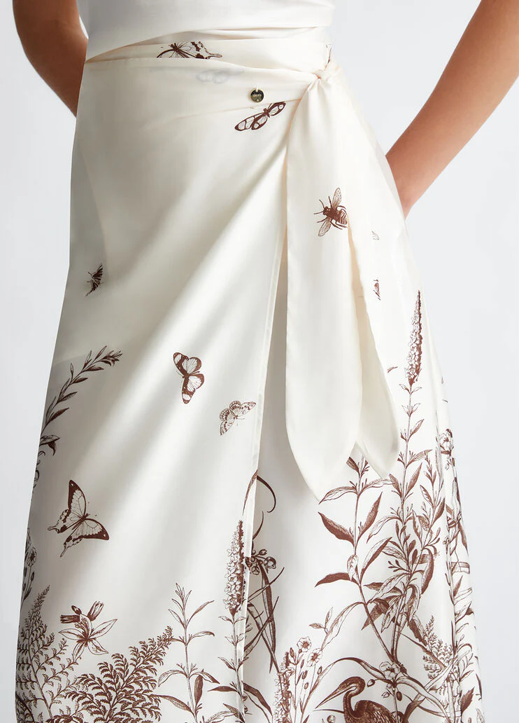 Printed satin skirt