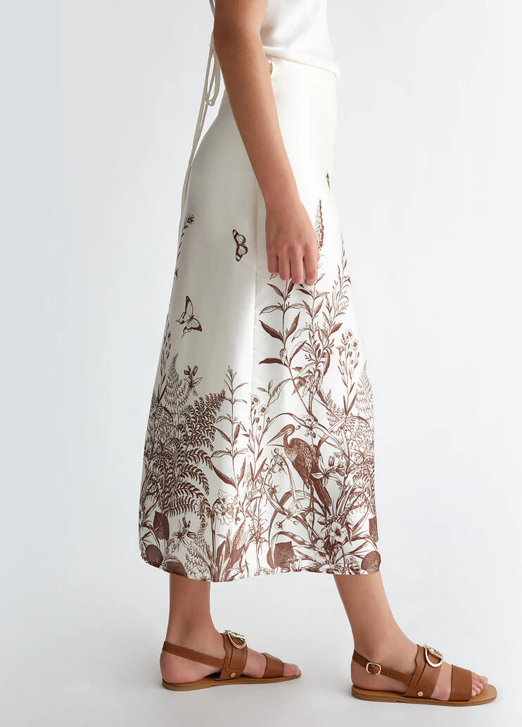 Printed satin skirt