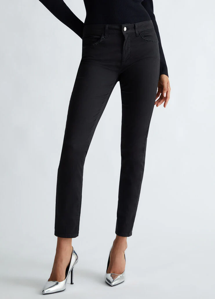 Bottom up trousers with rhinestones