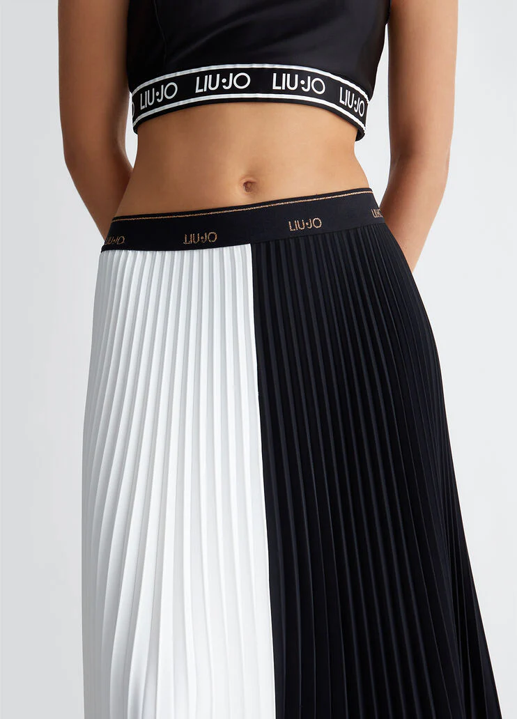 Pleated asymmetrical skirt