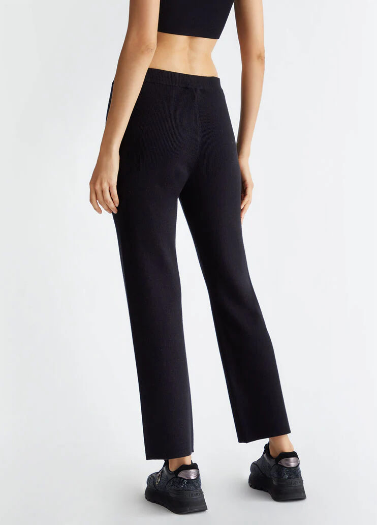 Rib-knit trousers