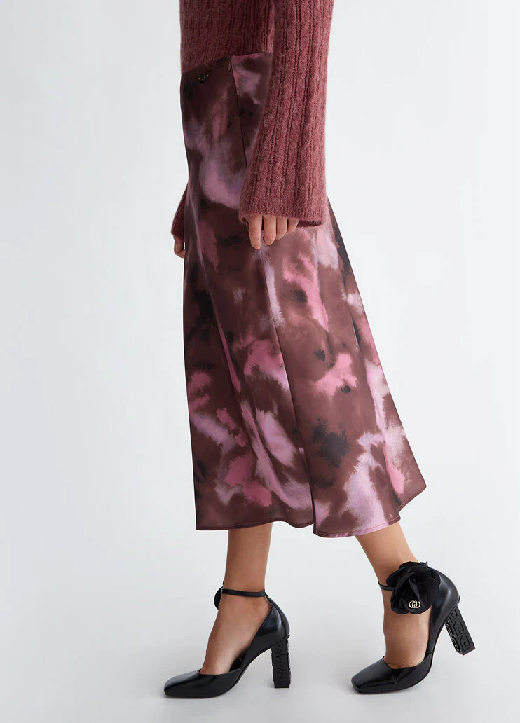 Printed twill skirt