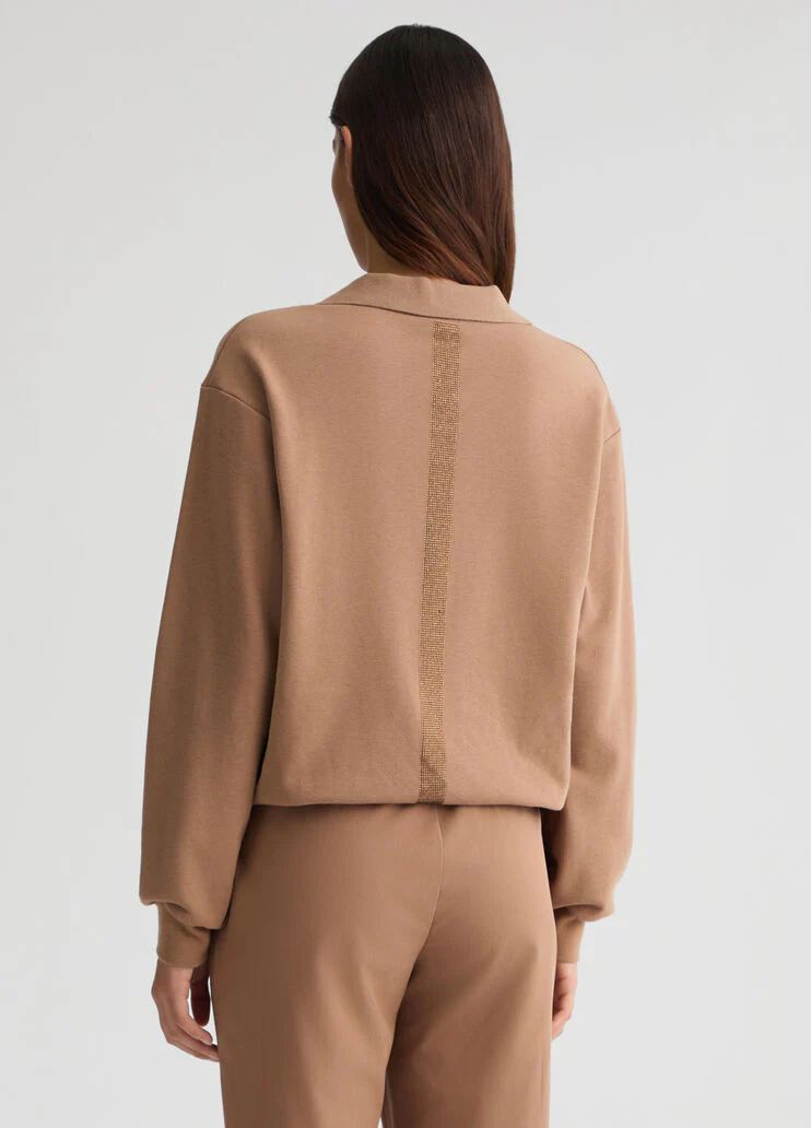 Brown sweatshirt with rhinestones